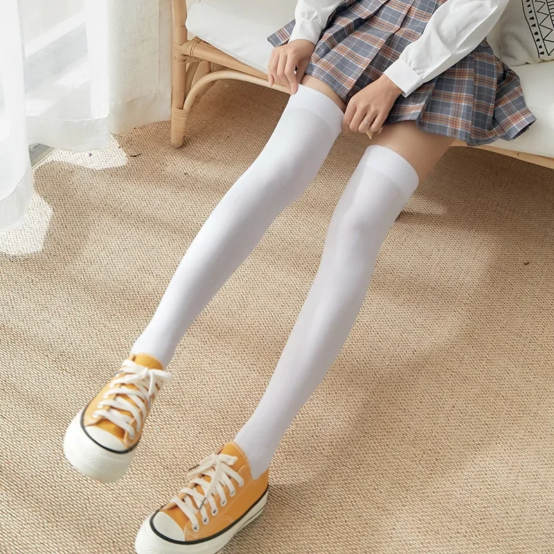 Sexy Black White Soild Color Long Socks Women Over Knee Thigh High Over The Knee Stockings Lolita Ladies Girls Warm Knee Socks