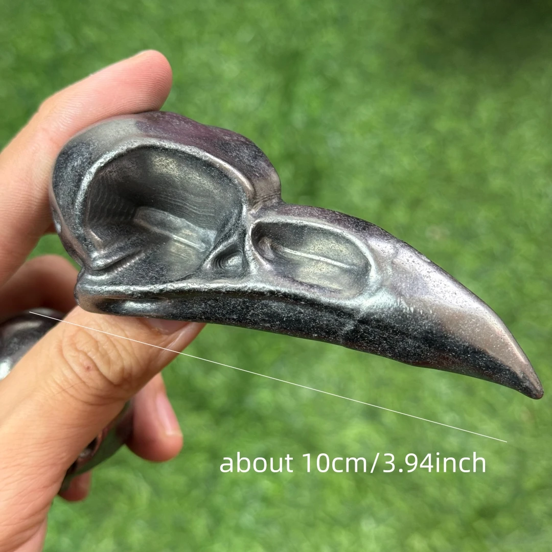 1 قطعة Shungite منحوتة يدويا الغراب الجمجمة النحت ، منحوتة Shungite الغراب الجمجمة ، الحجر الطبيعي منحوتة الهدايا #3