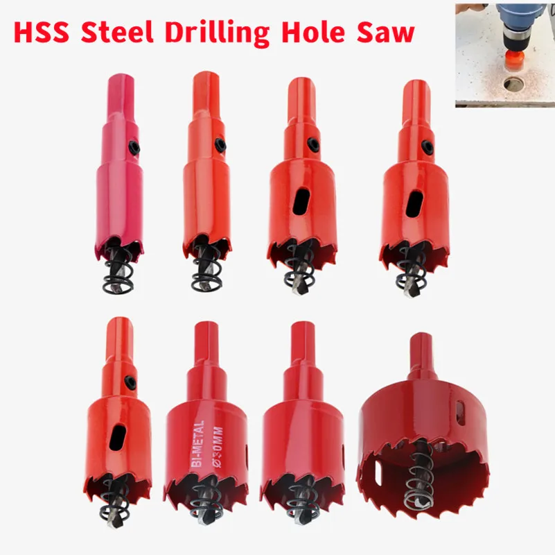 15-50mm HSS Steel Drilling Hole Saw Drill Bit Cutter Bi-Metal for Aluminum Iron Stainless Steel DIY Wood Cutter Drill Bits