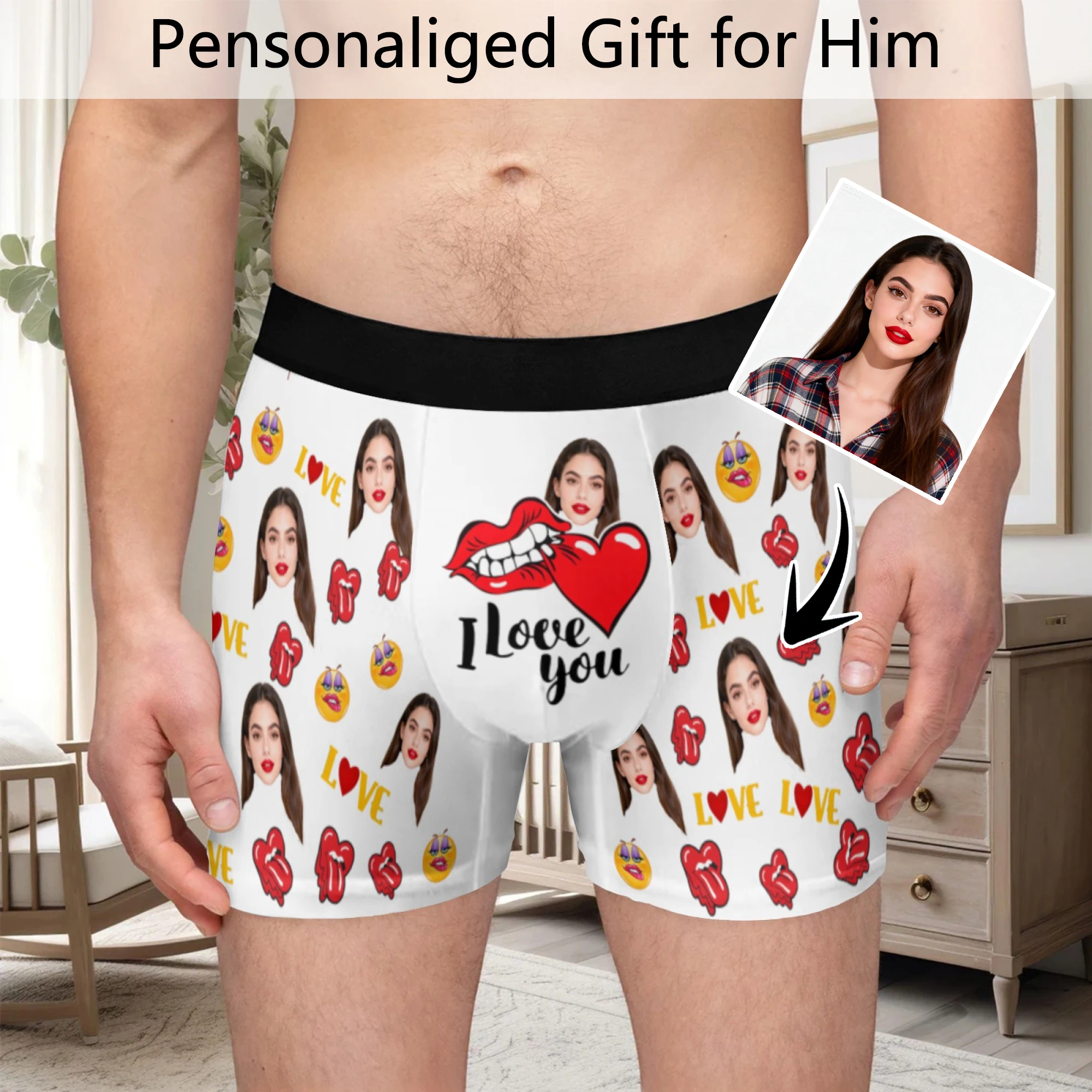 Personalized facial photo customization flat underwear customization men's Valentine's Day gift for husband gift for father