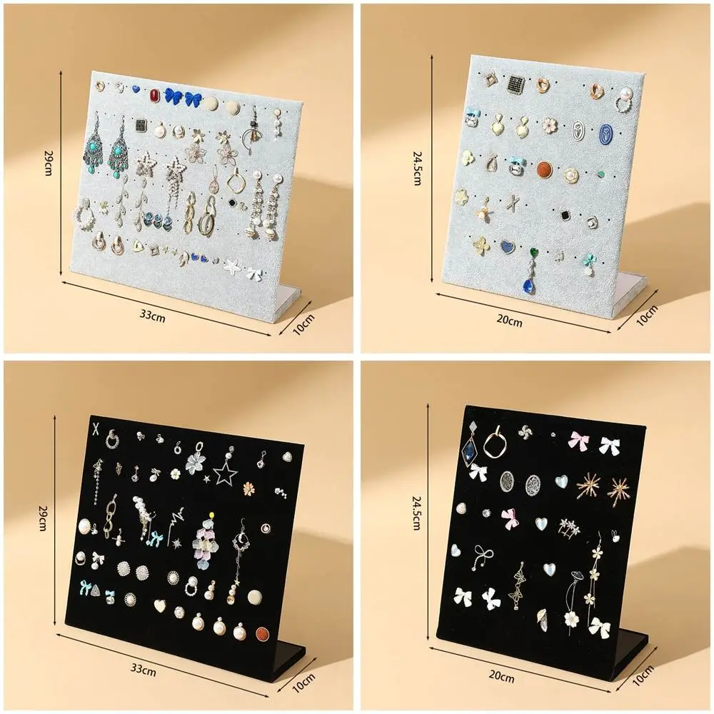 Useful Large Earring Display Shelf Flannel Wooden Earring Holder 12/24 Hooks Hanging Ear Stud Display Rack Jewelry Props