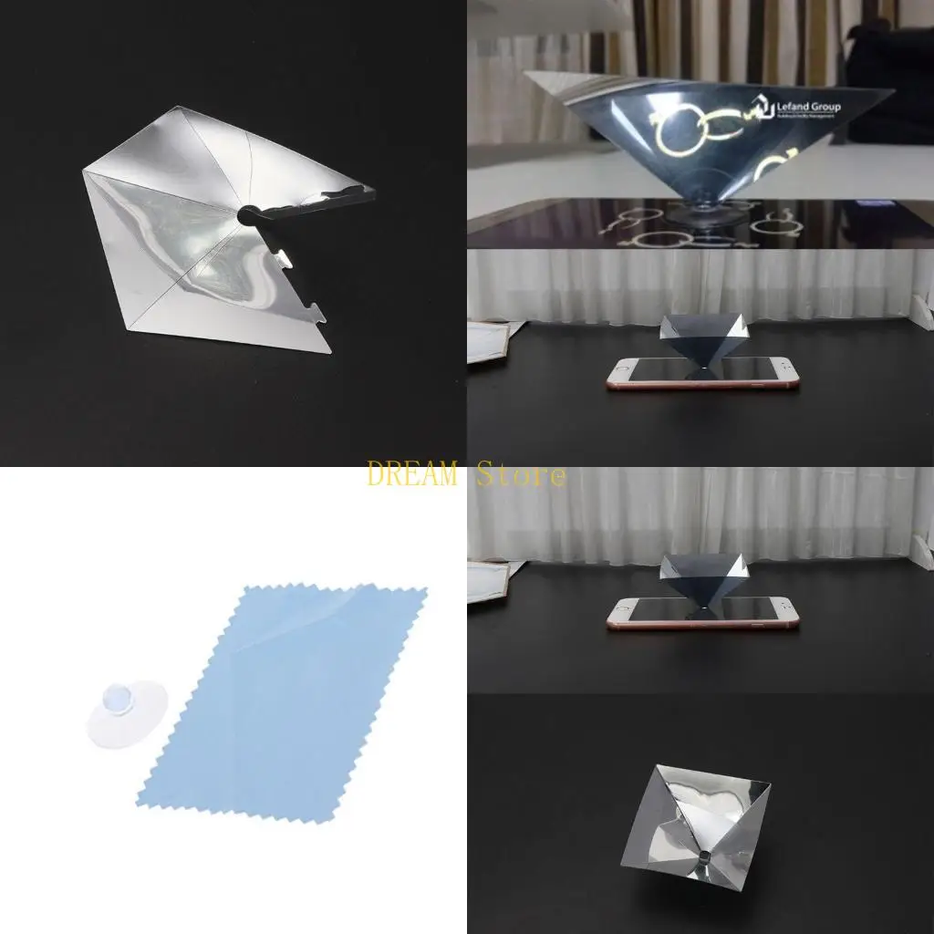 جهاز عرض ثلاثي الأبعاد هرمي الهولوغرام عالمي للهواتف المحمولة الذكية حامل فيديو عرض 360 درجة مع القماش أفضل بيع #1