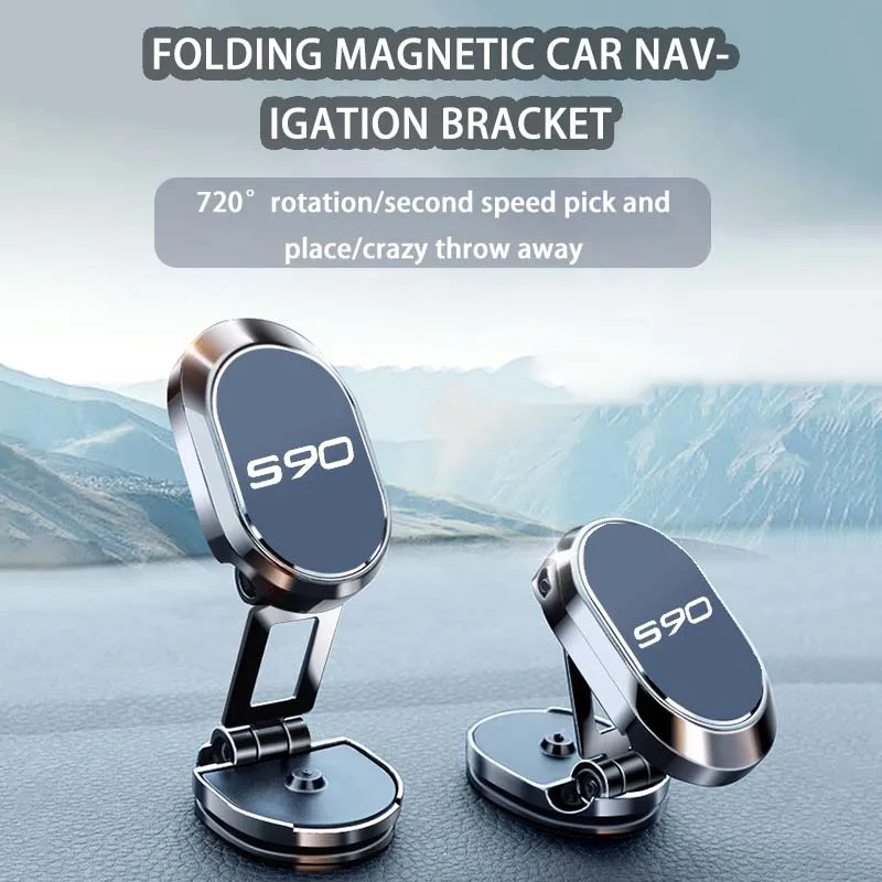 

Metal Magnetic attraction Car Phone Holder GPS Holder For Volvo S90 Accessories Phone Holder 2024 interior parts grill Key Case