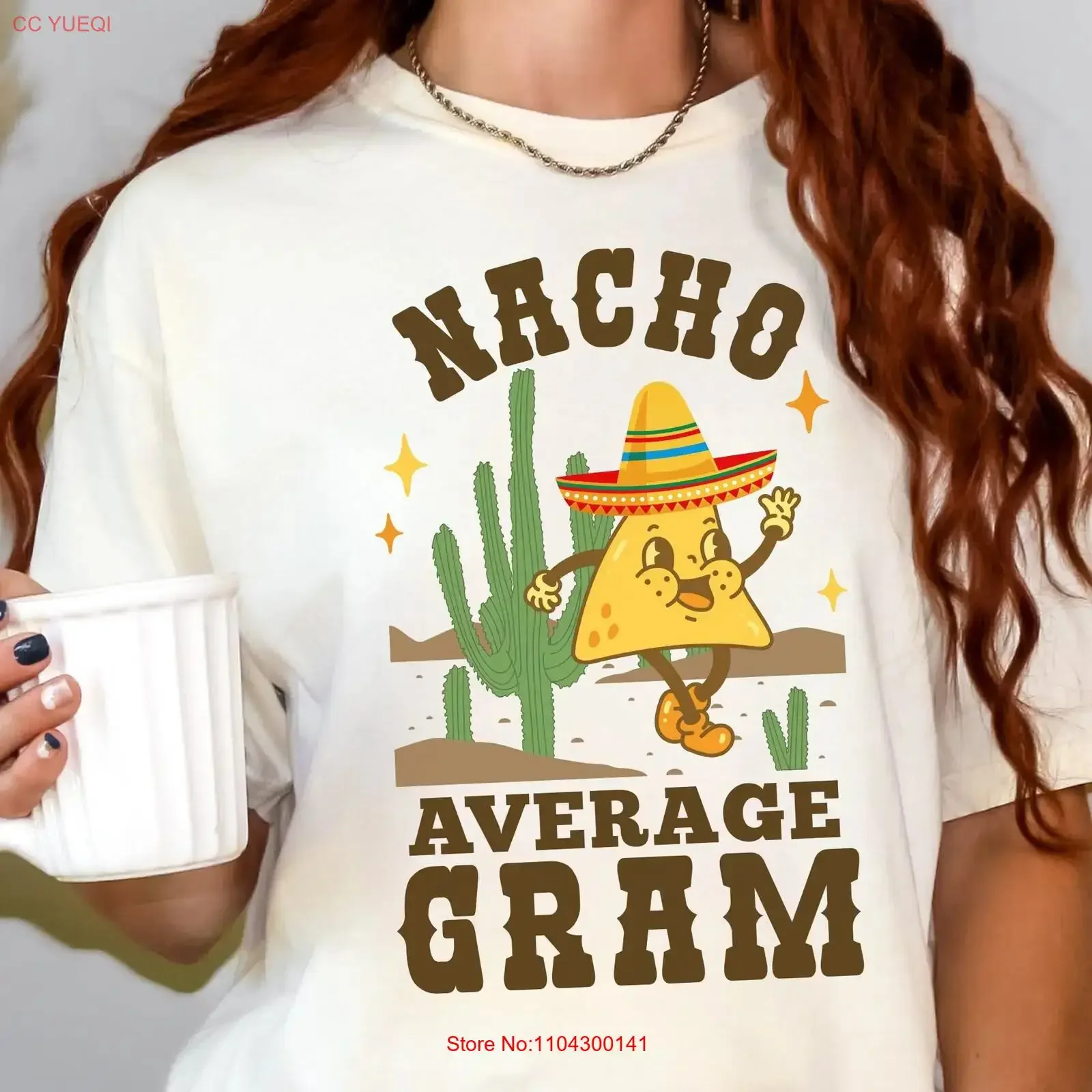 Camiseta Gram T Shirt s Nacho Average para el Día de la Madre de parte de los nietos, estilo vintage lavado, streetwear, ligeramente a la moda, cómoda