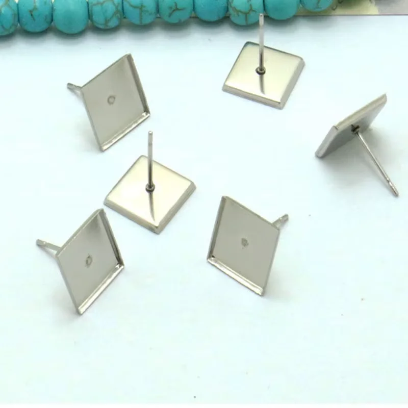 30 Stück Edelstahl Quadratische Ohrstecker-Rohlinge Passend für 10mm Ohrring-Cabochons DIY Schmuckherstellung Zubehör – Detail 4