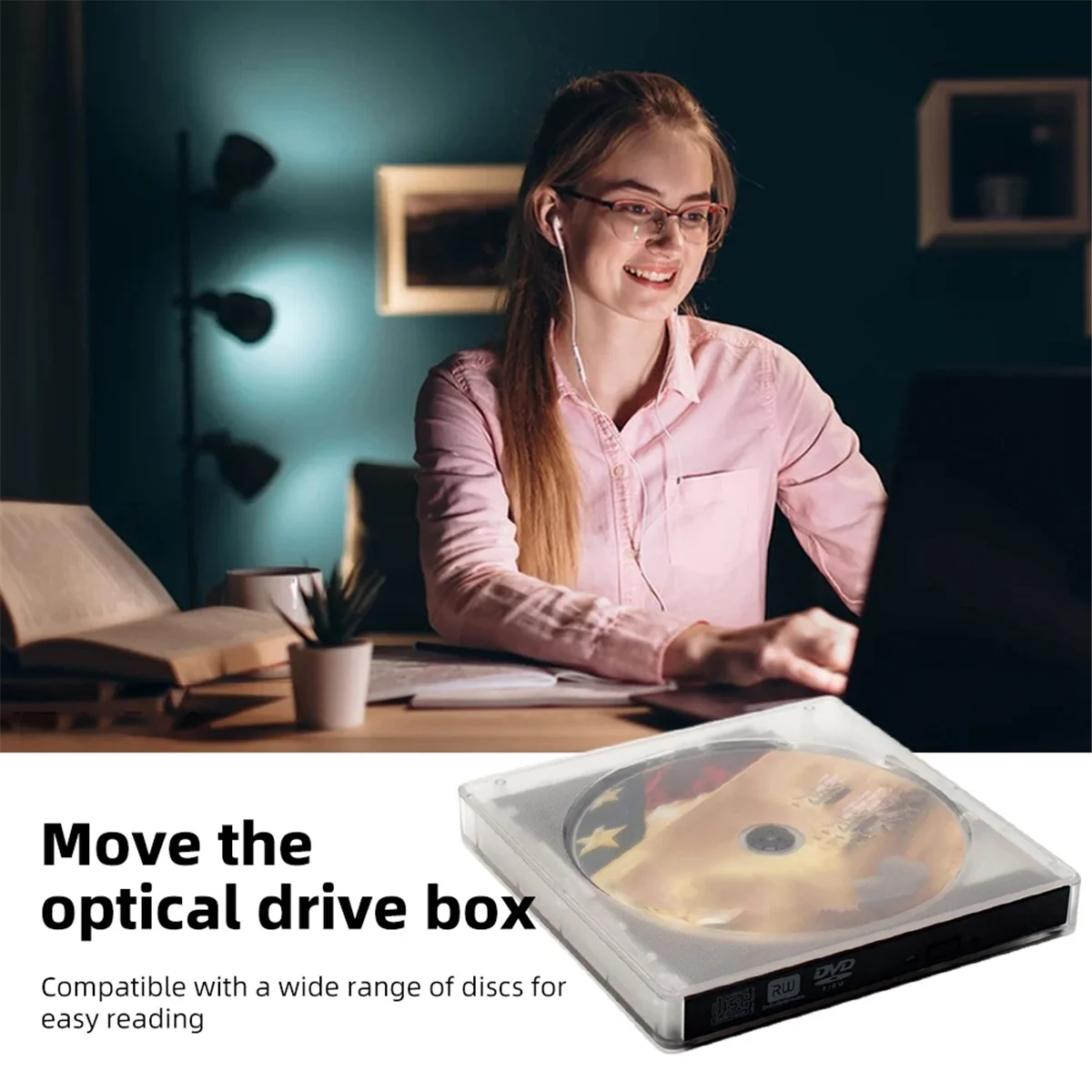 ABME المحمولة CD/DVD الموقد USB 3.0 نوع C رقيقة جدا محرك أقراص DVD Rom في الهواء الطلق DVD سائق إلغاء الضوضاء قارئ بصري