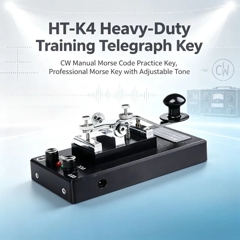 HT-K4 Heavy-Duty Training Telegraph Key, CW Manual Morse Code Practice Key, Professional Morse Key with Adjustable Tone