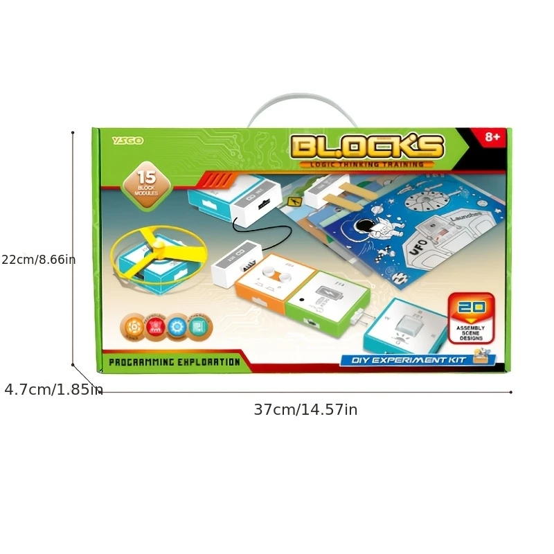 Coding Blocks STEM Toy for Kids, Logic Thinking Programming Kit, 15 Modules 20 Scenes Educational Set for Ages 8+