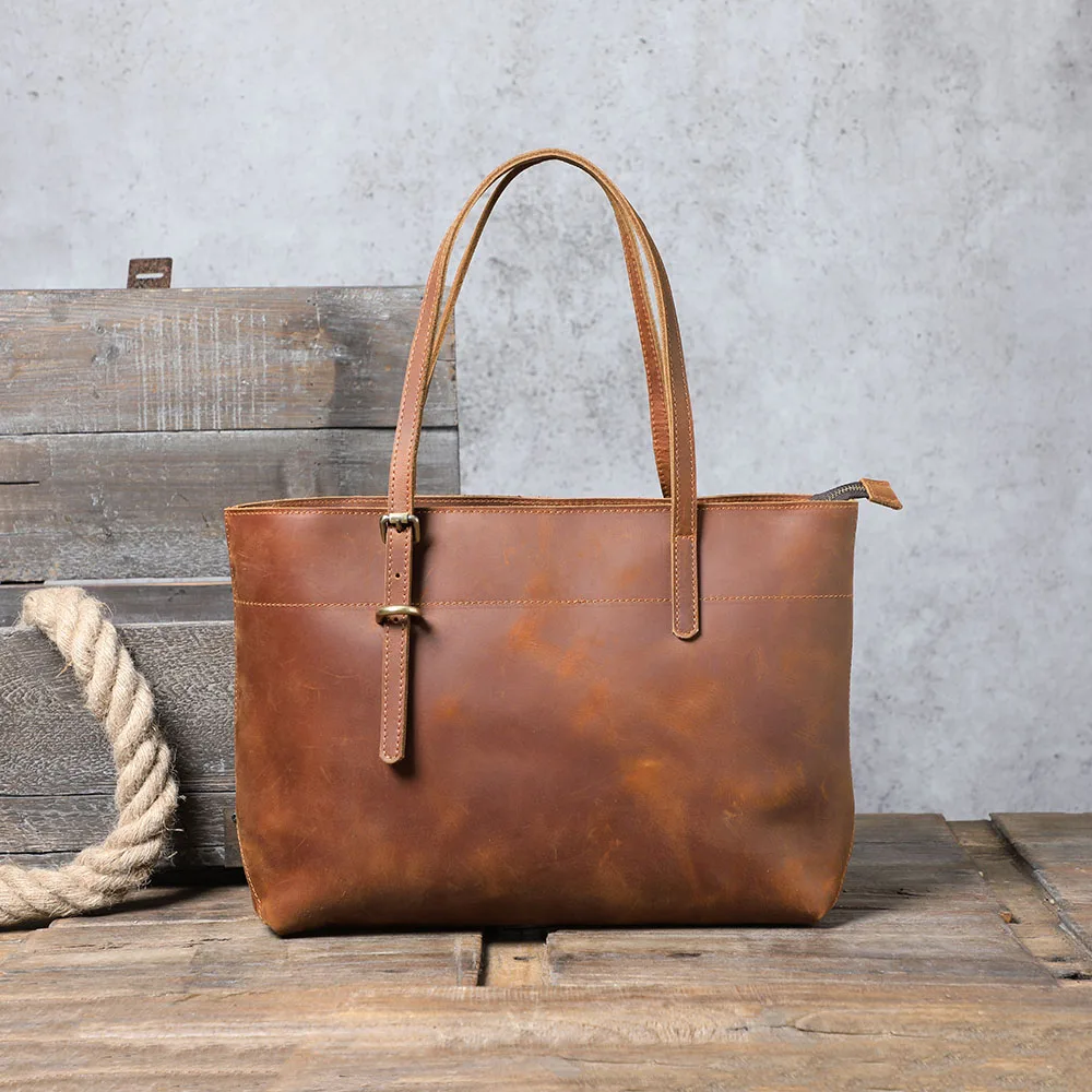 S.WORKER Vintage Echtleder Herren-Tragetaschen Aktentaschen Laptoptaschen Crazy Horse Leder Schulterhandtasche Italienisches Rindsleder – Detail 9