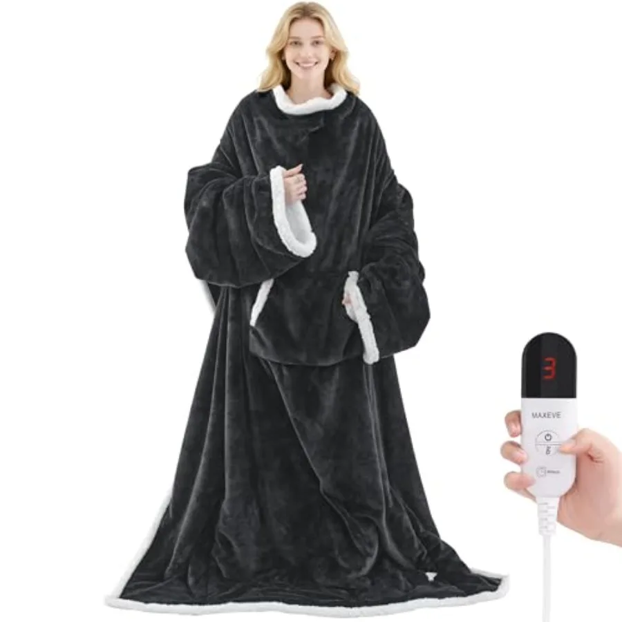 

Heated Blanket Wearable Electric Blanket with Foot Pocket and Sleeves Heating Throw Blanket Electric Snuggle Blankets 6 Heating