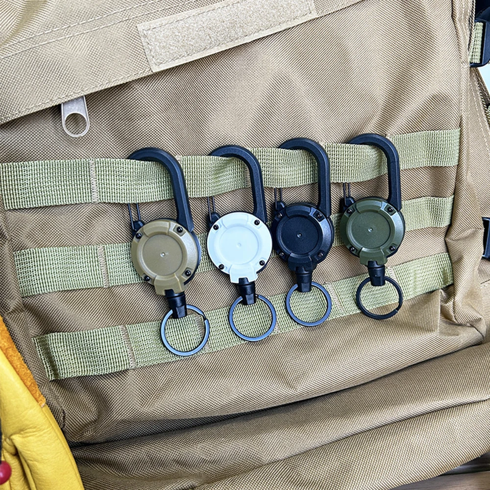 Retractable Keychain Men Car Key Ring Mountaineering Buckle Key Chain Anti-loss Anti-theft High Quality Metal Easy To Pull
