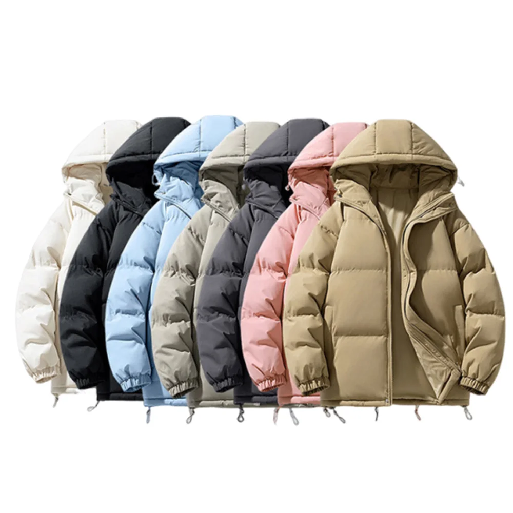 

Men's cotton padded jacket, loose-fitting winter large-sized cotton coat, warm thick leather overcoat with hood, winter fashion