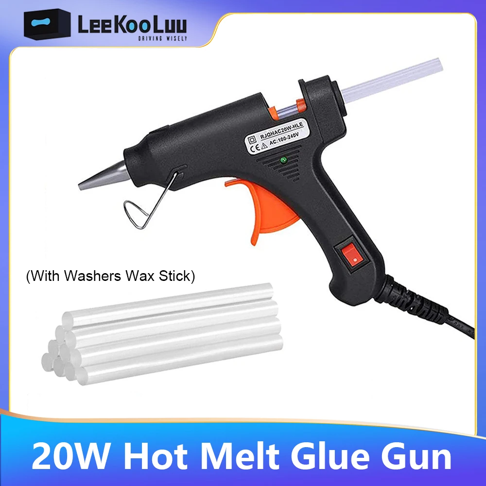 Leekooluu-Mini odorà colle thermofusible, 20W, avec 10 bâtons de colle transparents de 7mm, outil de réparation à température thermique électrique pour la maison
