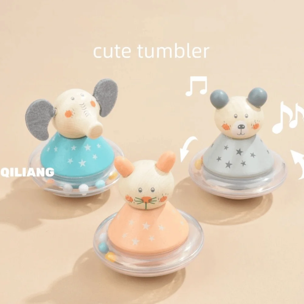 Crafts Wooden Tumbler Doll Handmade Toy Doll Little Bear Rocking Toy Collection Mini Elephant Tumbler Toy Birthday