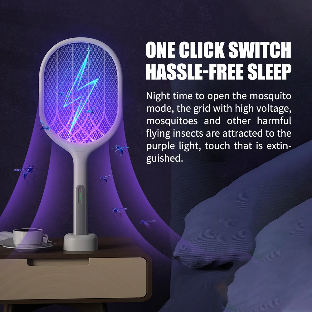 مضرب الذباب الكهربائي ، صاعق الحشرات الذكي ، قاعدة USB قابلة لإعادة الشحن ، مضرب ، قاتل البعوض لغرفة النوم المنزلية ،