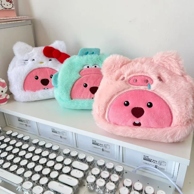 New large capacity plush cartoon pencil stationery bag simple cute storage bag cosmetic bag cute cartoon multifunctional