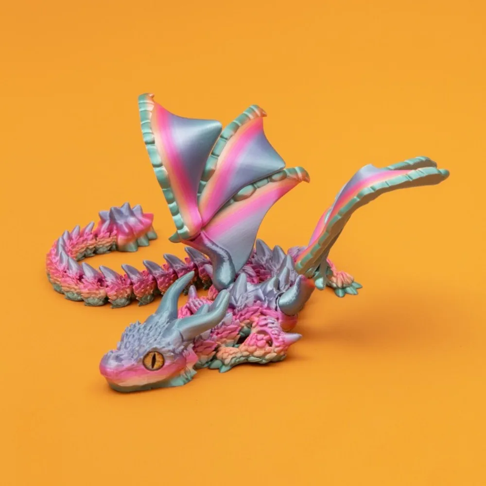 3D Printed 3D Printed Dragon Figurine Winged Design Multi-Jointed Movable Dragon Winged Carriage Dragon Collectible Item