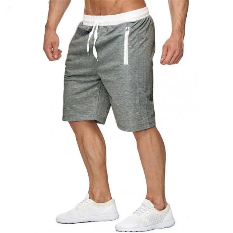 Mens Sports Pocket Solid Drawstring Board Trunk Beach Short Pants Shorts Summer Thin Trousers Zippered Pocket Loose Sweatpants