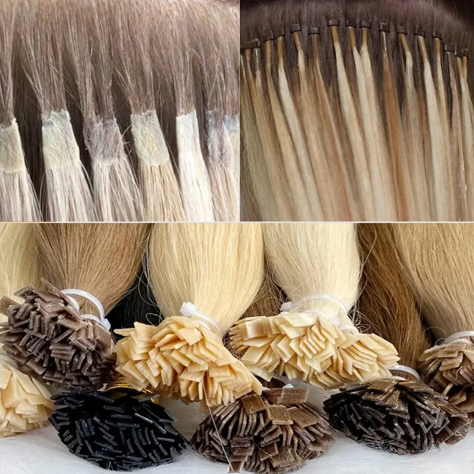 플랫 팁 케라틴 헤어 익스텐션, 사전 접착 플랫 팁 헤어 익스텐션, 더블 드로우 스트레이트, 인도 레미 헤어, 16-30 인치, 50 그램