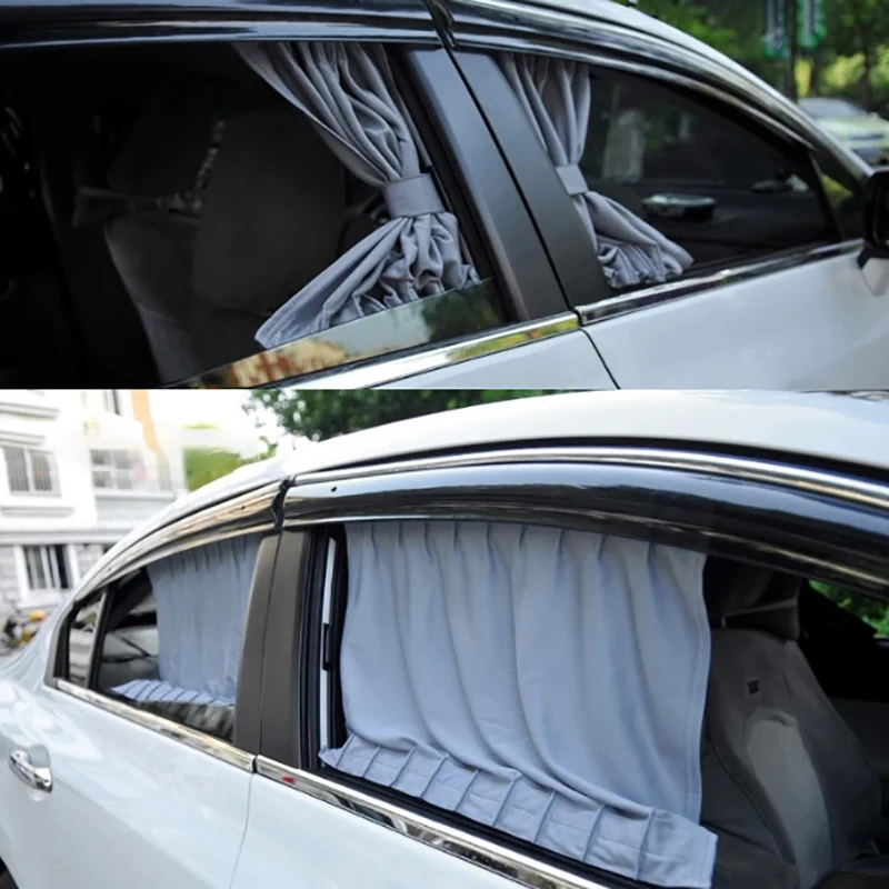 범용 자동차 태양 쉐이드 사이드 윈도우 커튼, 자동 접이식 UV 보호, 순수 천 선 바이저, 블라인드 커버 커튼, 자동차 용품, 2 개
