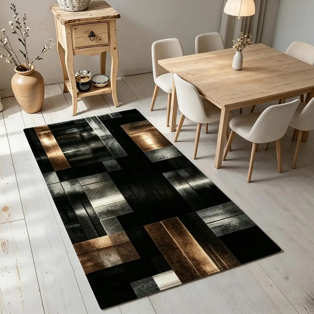 2D 1 Piece Soft, Comfortable, Easy to Care, Machine Washable Indoor Rug, Suitable for Grunge Geometric Style Home Decor, Ideal for Living Room, Bedroom, Office, Entryway, Dining Area, Hallway, Under Dining Table, Sofa Side