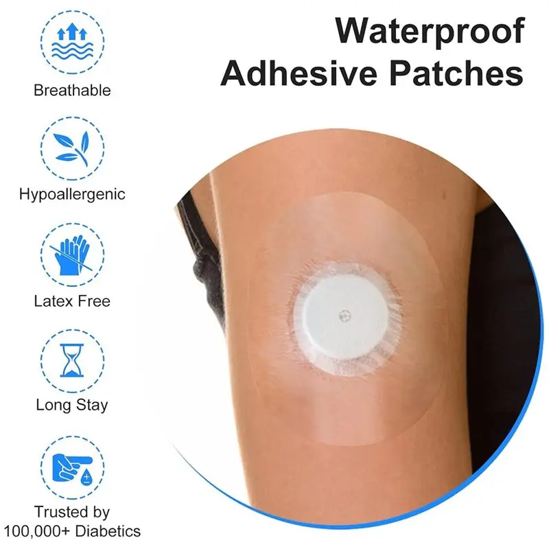 SHGO 60 Pack Clear Waterproof Sensor Covers, Adhesive Patch for Libre 2/3, CGM Transparent Protection Stickers, No Glue Center