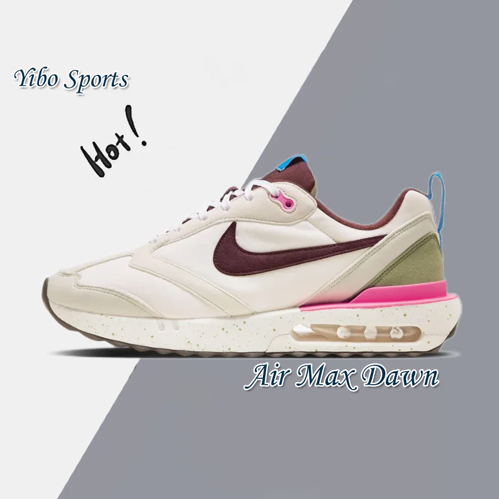 Nike Air Max Dawn Comfort Cushioning Low Top Running Shoes Men's and Women's Styles White Brown Colorway