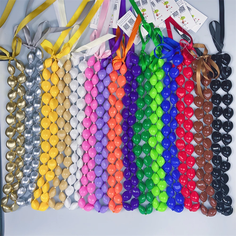 Collar hawaiano de acrílico Kukui Nut Lei de 32 pulgadas con lazo para regalo de graduación y accesorio de fiesta Tiki Luau, 3 uds.
