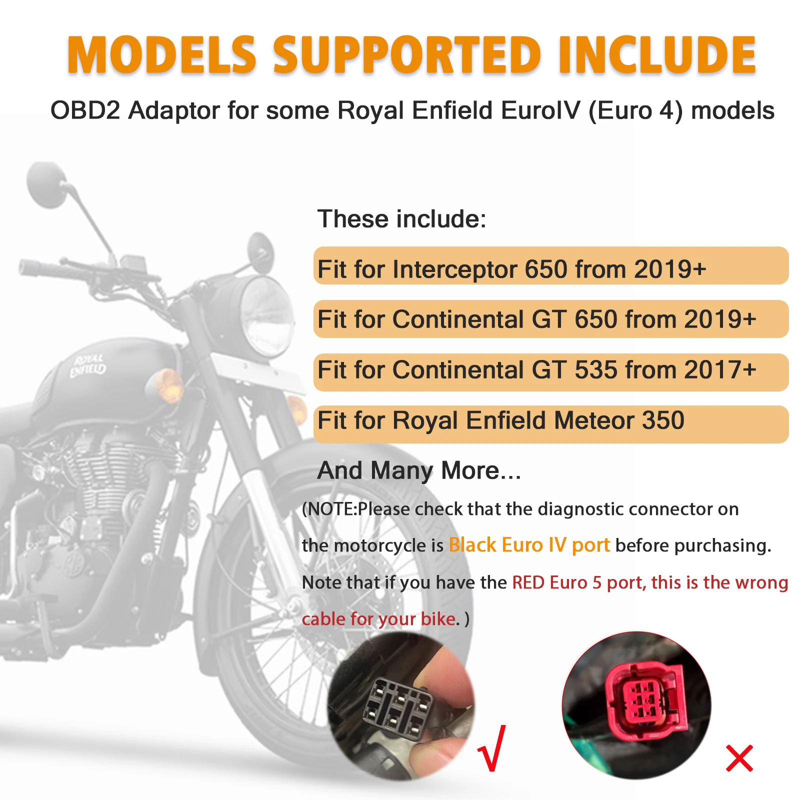 Obd2 Adapter for Royal Enfield Motorcycle 6 Pin to 16 Pin OBD Cable,Fit for Interceptor 650cc/Continental GT 650cc/535cc CAN Bus