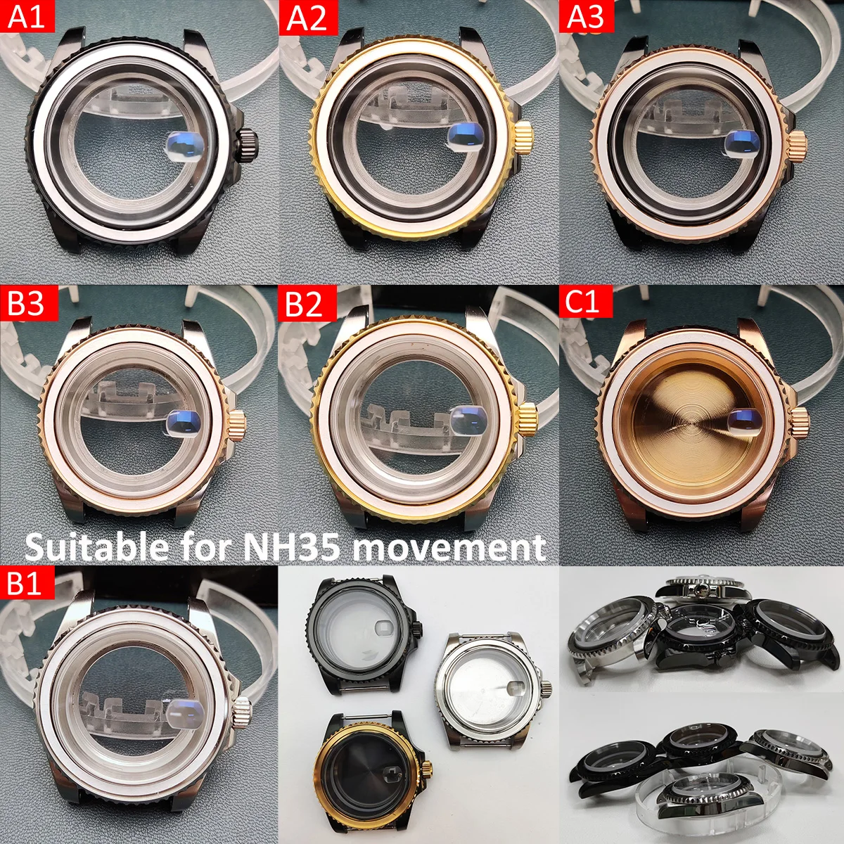 40mm nh35 case Accessories 40mm  Polished Case Sapphire Glass Fits NH35 NH36 Movement (Free Shipping)