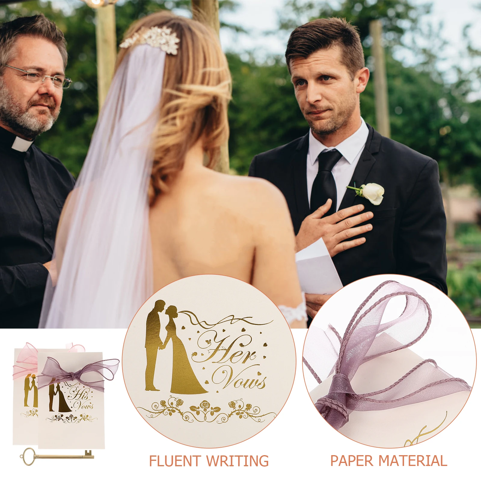 

Wedding Vows Elegant Ribbon Decor Beautiful Photo Props Bridal Shower Wedding Swearing Books Gifts Paper Material