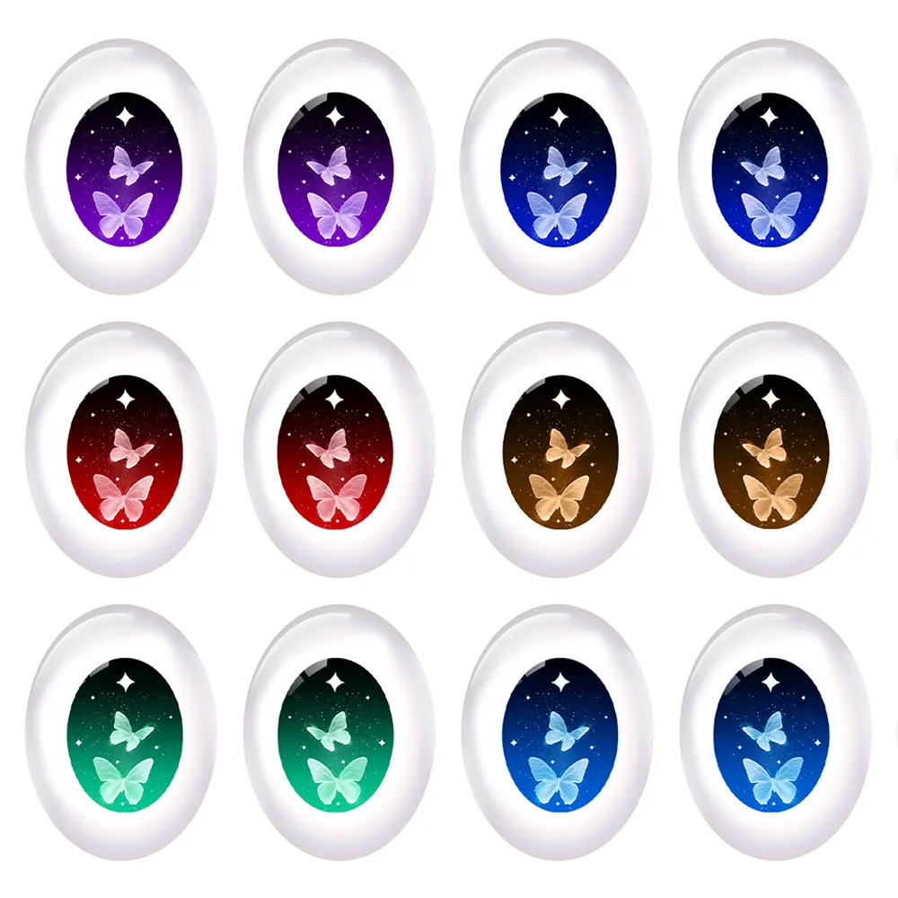 

5pairs/lot Oval Cute Cartoon Doll Butterfly Crystal Eye Pupils Photo Glass Cabochon Flatback Demo Cameo Diy Jewelry Making