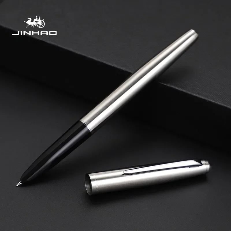 Imagem -02 - Jinhao-caneta Tinteiro de Corpo Todo em Aço Canetas de Caligrafia e Tinta Escrita Nib ef Material Escolar e Comercial Papelaria de Luxo 911