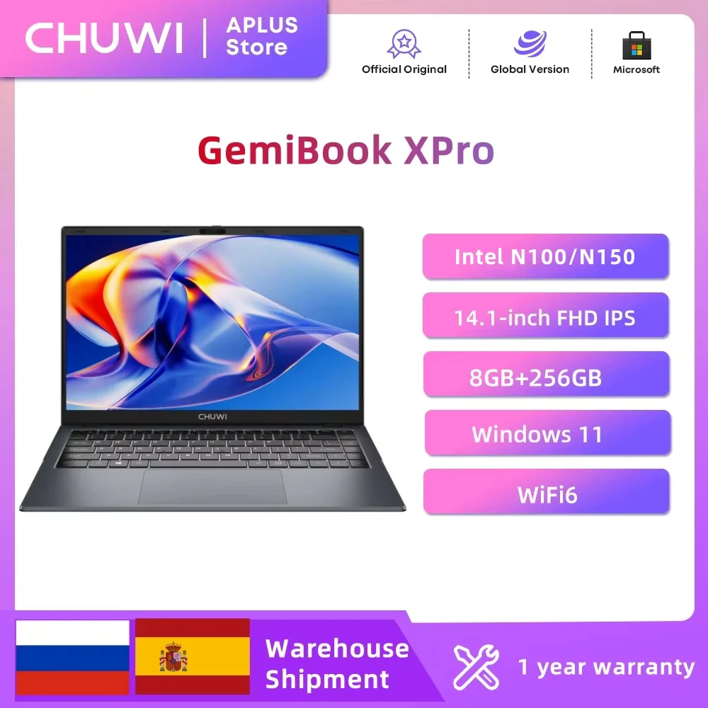 CHUWI GemiBook XPro Laptop Computer Intel N150 14.1'' 16GB RAM 512GB SSD Windows 11 Laptops Intel Alder Lake Quad Core CPU