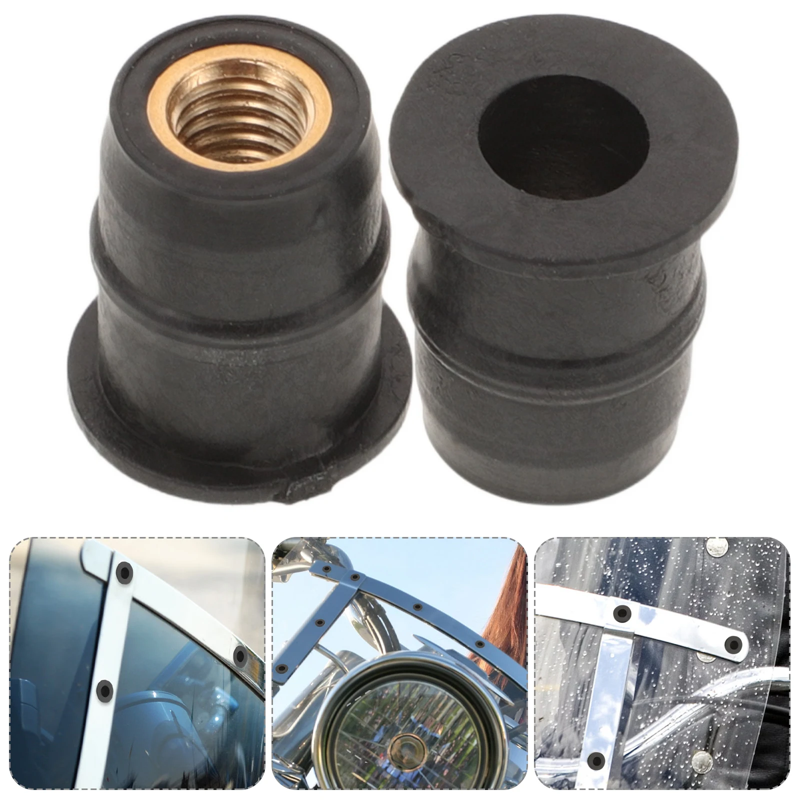 

10pcs Motorcycle Windshield Nut Rubber Brass Expansion Well Nuts Rivet Fastener Screws Small Parts Accessories