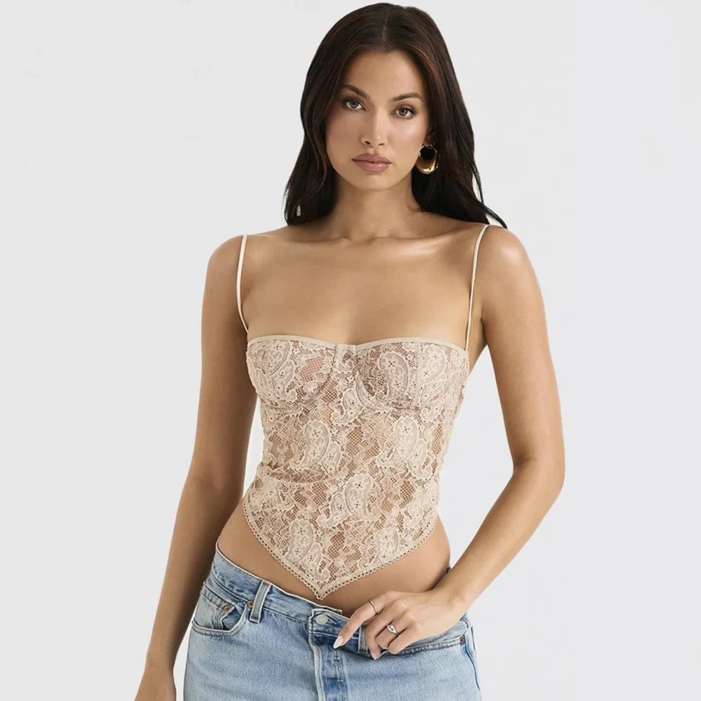 Sexy Lace Busiter Vest Tops para mulheres, Streetwear sem costas, roupas Y2K, tanques de festa boate, Cami Crop Top, moda verão