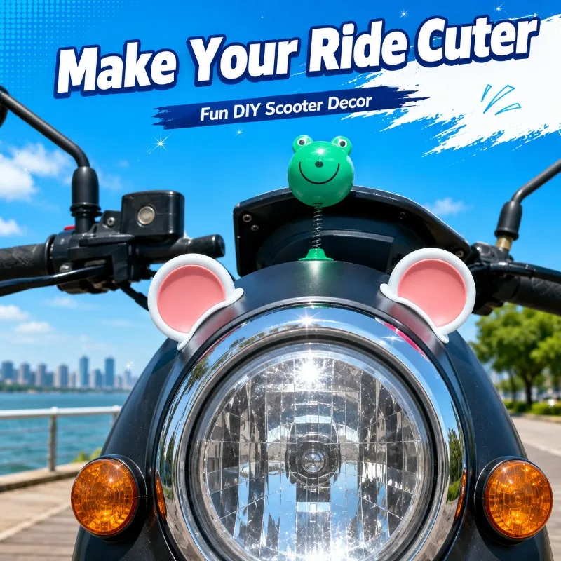 Cute Helmet Ear Decoration Bear Cat Ear Self-Adhesive DIY Sticker Accessory for Motorcycle Electric Scooter Bike Helmet Styling