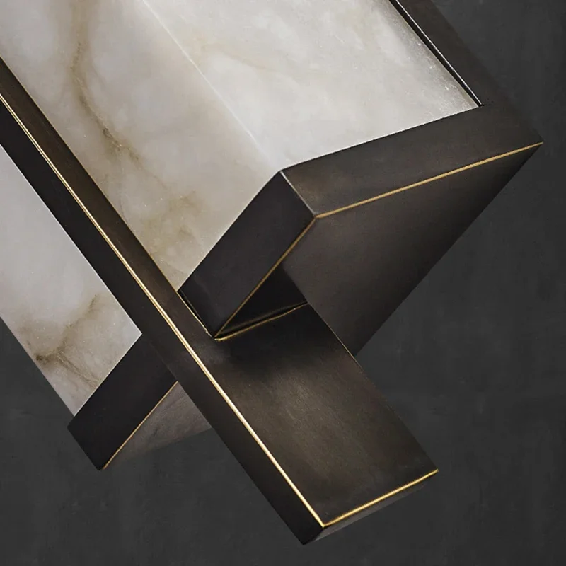 

Nordic Lamps Rectangular Copper Marble LED Chandeliers Black Living Room Japanese Style Wabi Sabi Style Bedroom Home Decor Lamps