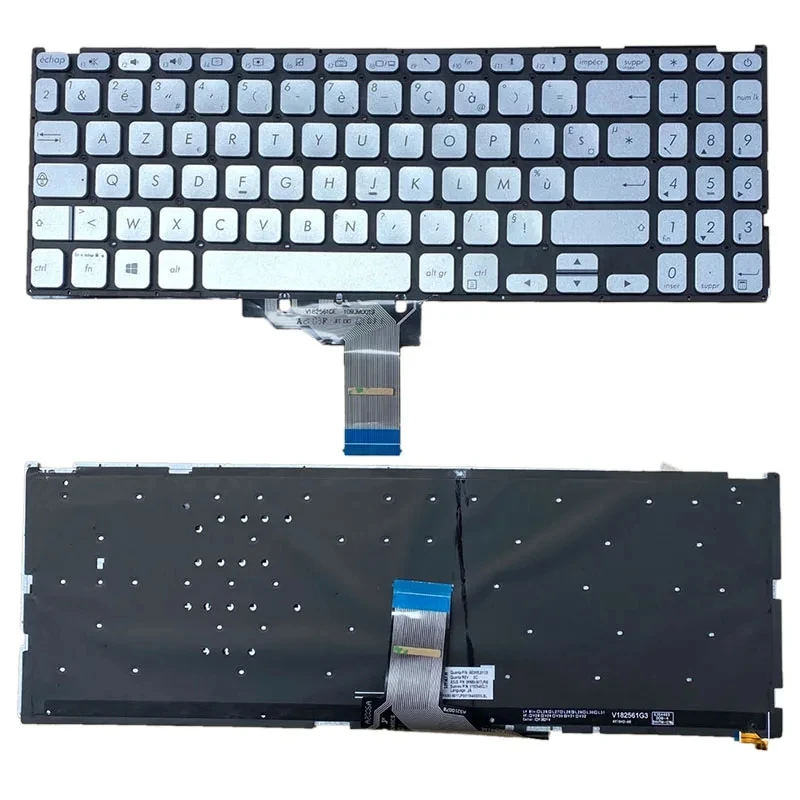 

For Asus Vivobook X509 X515 X509B X509D X509F X509J X509M X509U French FR Silver Backlit Clavier keyboard