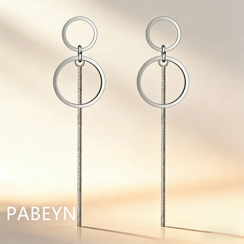 

Серьги-кисточки из стерлингового серебра 925 пробы с двойным кругом, простые, элегантные, для повседневной носки, подарок на день рождения, годовщину, для вечеринок