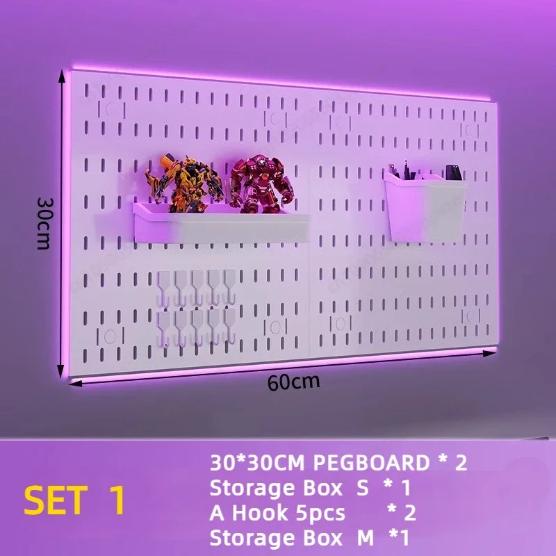 Simple Style Computer Desk Perforated Board Rack  Punch-free Bedroom Wall Hanging Board