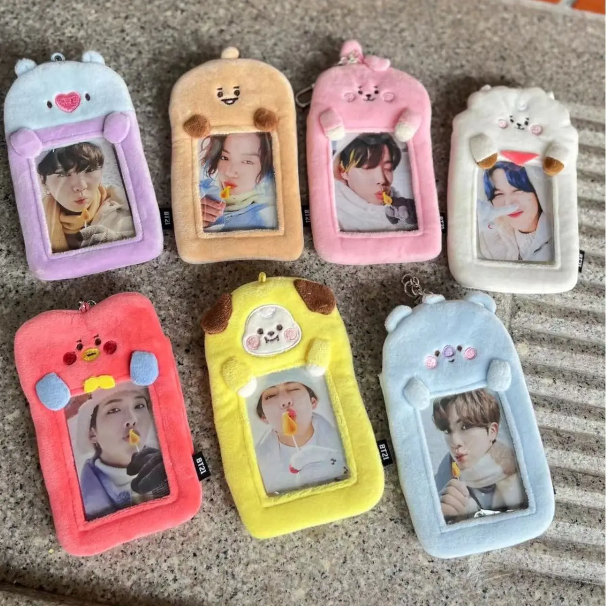 Cartoon BT21 Plush Card Album Storage Bag Cute COOKY KOYA TATA  RJ Small Album Card Set  Backpack Pendant Anime Gift for Fans