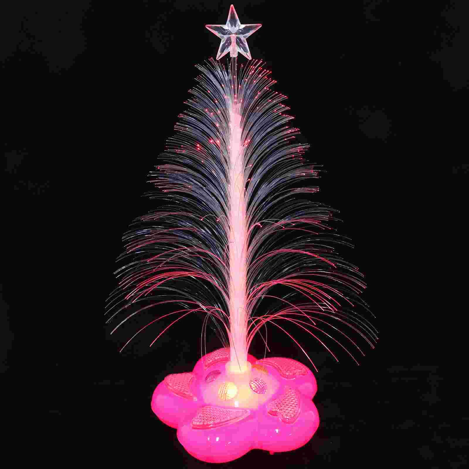 LED Fiber Optic Colorful Flash Christmas Tree Night Light Christmas Party Home Decoration Light (Random Color, No )