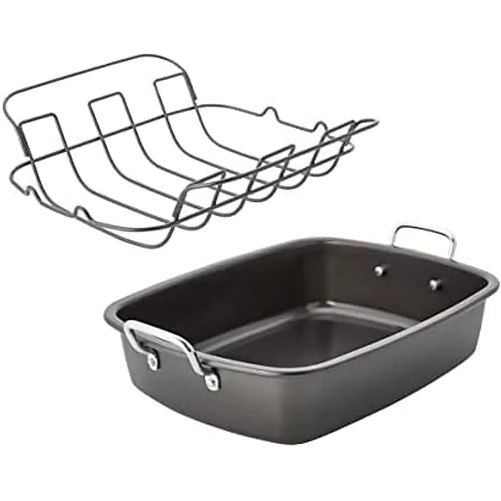

Металлическая антипригарная форма для запекания Chicago с подставкой, 18x13 дюймов, черная