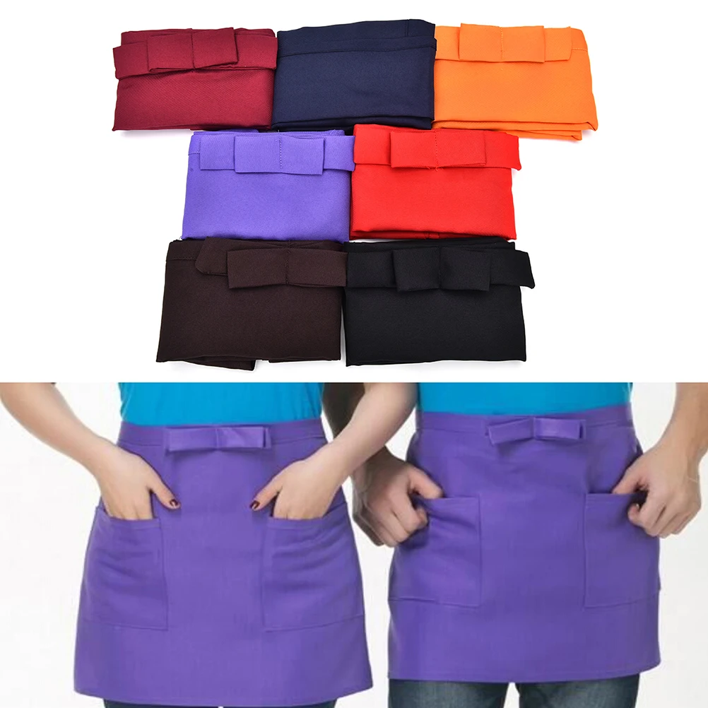 1pc Bar Pub Kitchen Cotton Bow Short Half Waist Apron Cafe Server Waiter Waitress