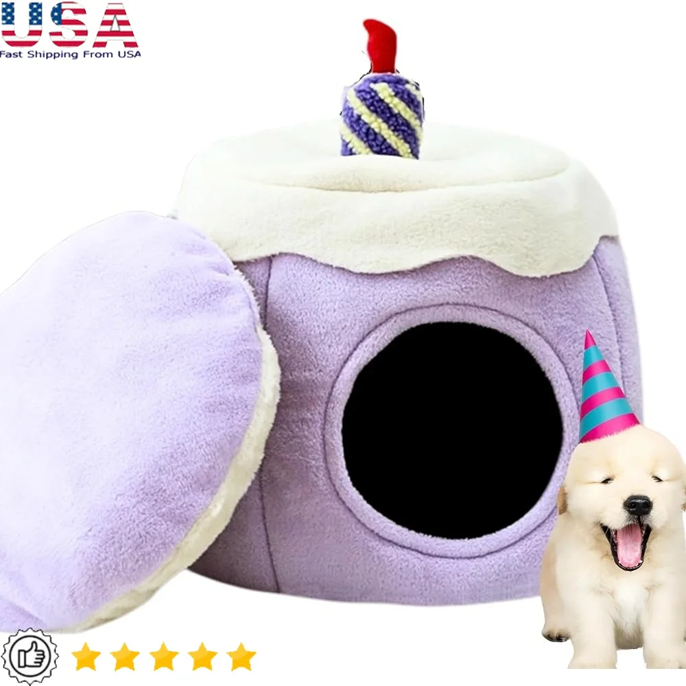 

Adorable Cupcake Comfort Pet Bed Cozy Cat Cave Dog Bed Washable Removable Mat Plush Candle Toy All-Season Warmth Security