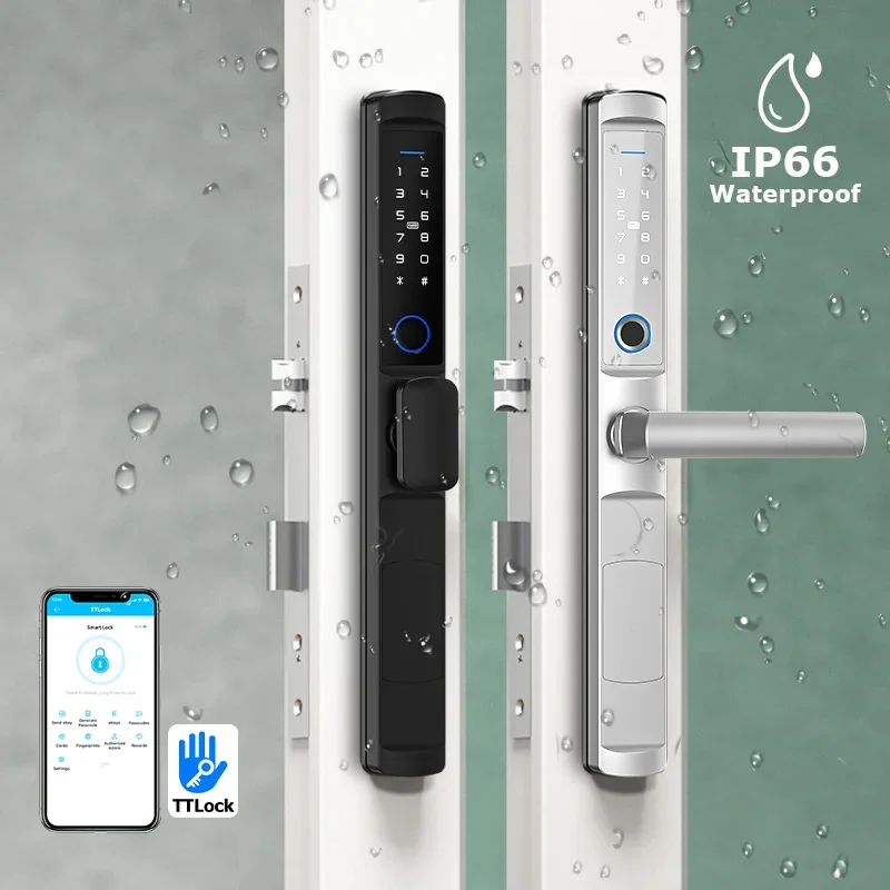 003 Tropernic IP66 Waterproof Outdoor High Security Electric Digital Fingerprint Aluminum Door Lock With Tuya TTLOCK APP