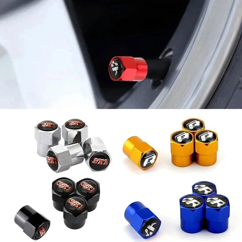 Tapas de Válvula para Neumáticos de Coche 2025, Decoración para Ruedas de Volkswagen R Line GTI Polo Golf 5 6 7 Passat B5 B6 B7 Touran Bora Beetle Jetta