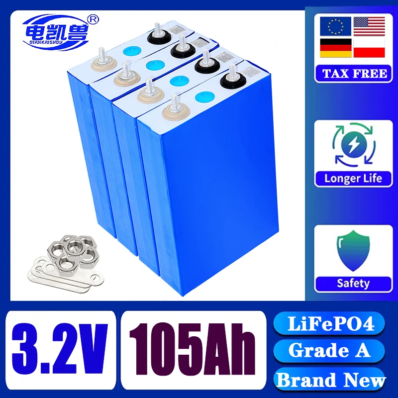 

100% original A-grade 3.2V 100Ah 105Ah LiFePO4 battery DIY12V 24V 48V suitable for caravan and boat forced solar energy system