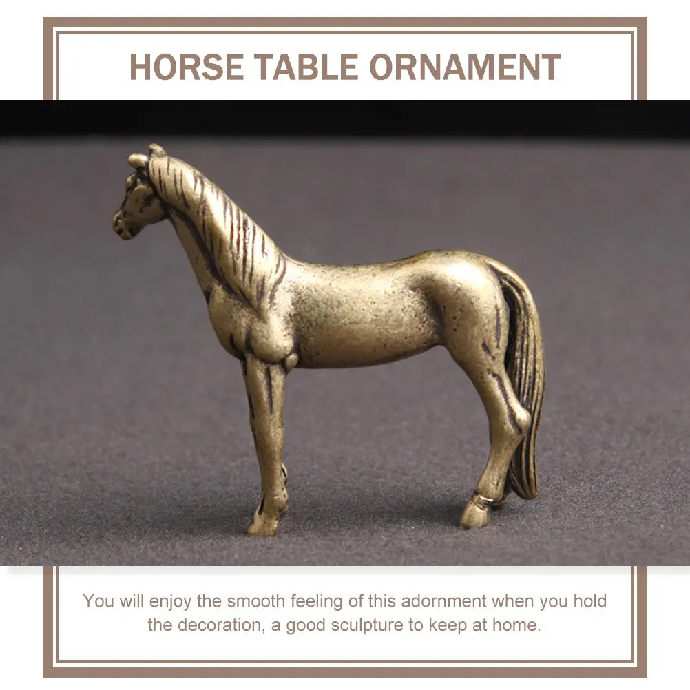 Brass Horse Ornament Delicate Solid Tea Pet Bronze Ware Unique Creative Desktop Decor Office Home Decoration Decorative Brass